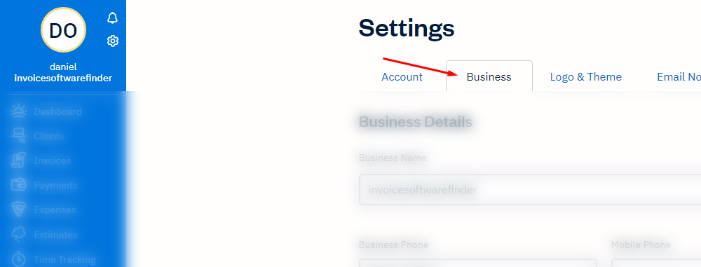 Choose the "Business"  tab