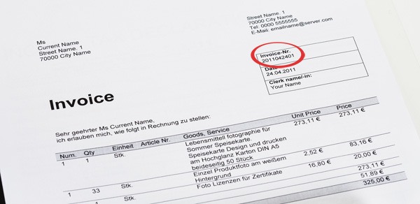 example to invoice number